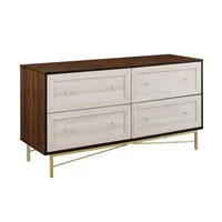 Walnut Wood White Faced Gold Base Dresser