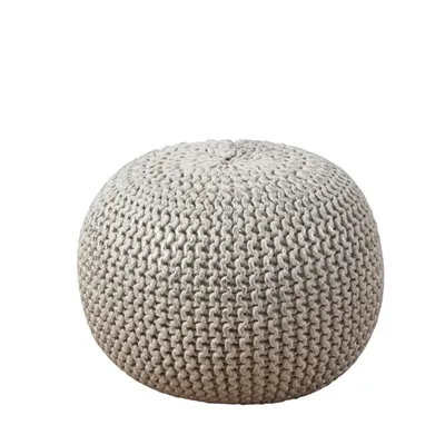 Gray and Silver Foil Rope Twist Cotton Pouf