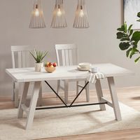 Sofia White Wooden Dining Table with Metal Bars