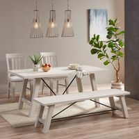 Sofia White Wooden Dining Table with Metal Bars