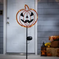 Solar Pre-Lit Jack O Lantern Yard Stakes, Set of 2