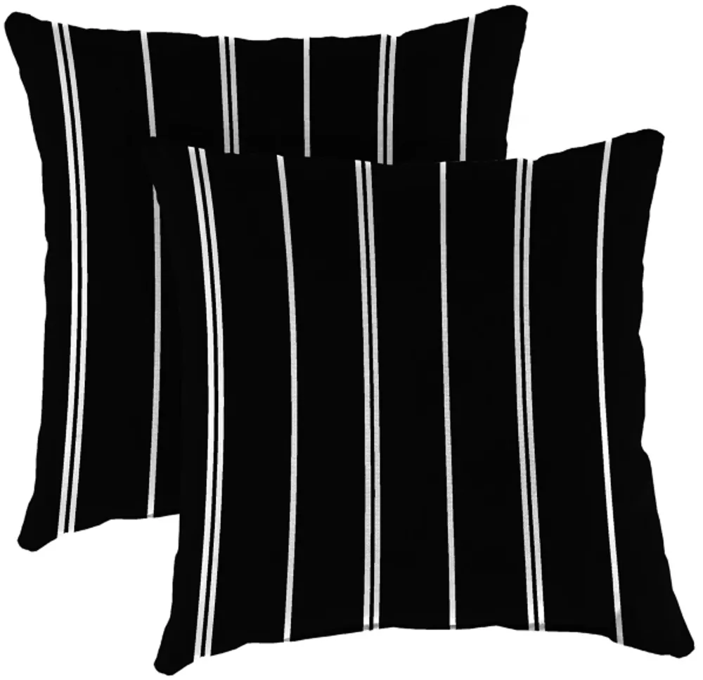 Black White Stripe 2-pc. Outdoor Pillow Set