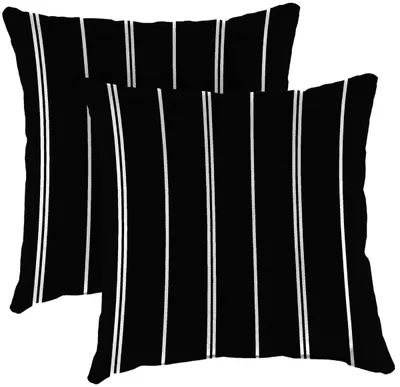 Black White Stripe 2-pc. Outdoor Pillow Set