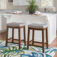 Walnut Wood Counter Stool with Gray Cushion