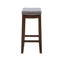 Walnut Wood Counter Stool with Gray Cushion