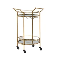 Gold Metal Frame Bar Cart with Mirrored Shelves