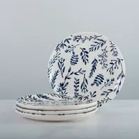 White and Blue Vines Salad Plates, Set of 4