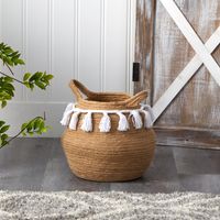 Natural Cotton Woven Tassel Basket