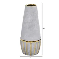 Gray and Gold Rustic Decorative Vase, 10 in.