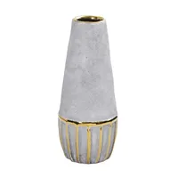 Gray and Gold Rustic Decorative Vase, 10 in.