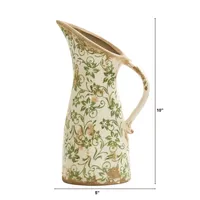 Shabby Chic Floral Scroll Pitcher Vase