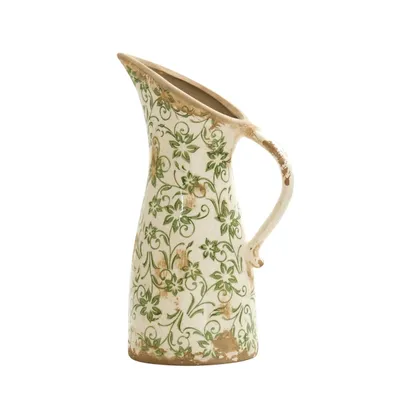 Shabby Chic Floral Scroll Pitcher Vase