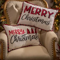 Merry Christmas Buffalo Check Pillows, Set of 2