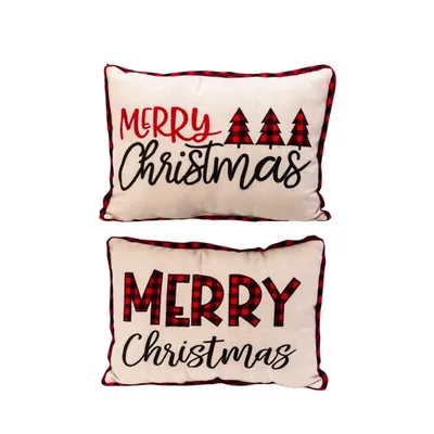 Merry Christmas Buffalo Check Pillows, Set of 2