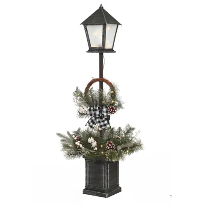 Mixed Pine Black LED Christmas Lantern