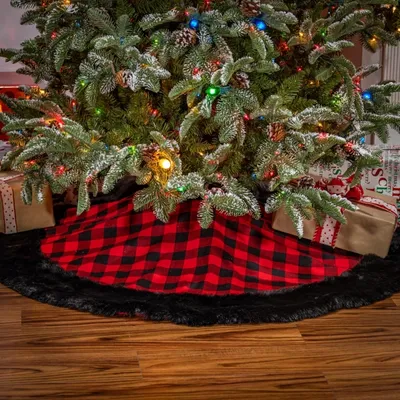 Red and Black Buffalo Plaid Christmas Tree Skirt