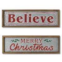 Believe and Merry Christmas Wall Plaques, Set of 2