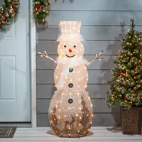 Pre-Lit White Reindeer Motif Christmas Snowman