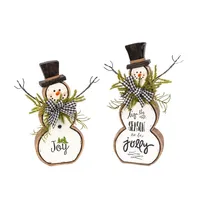 Pine Greeting Snowman Figurines, Set of 2