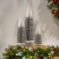 Gray Ombre Bottle Brush Christmas Trees, Set of 3