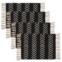 Black Chevron Cotton Placemats, Set of 4