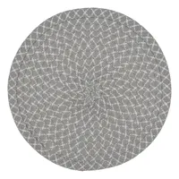 Gray and White Woven Circular Placemats, Set of 4