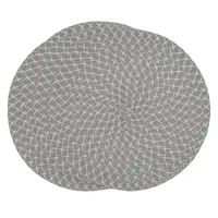 Gray and White Woven Circular Placemats, Set of 4