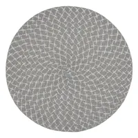 Gray and White Woven Circular Placemats, Set of 4