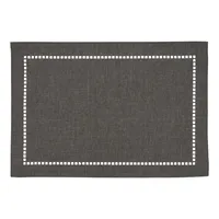 Charcoal Laser-Cut Hemstitch Placemats, Set of 4