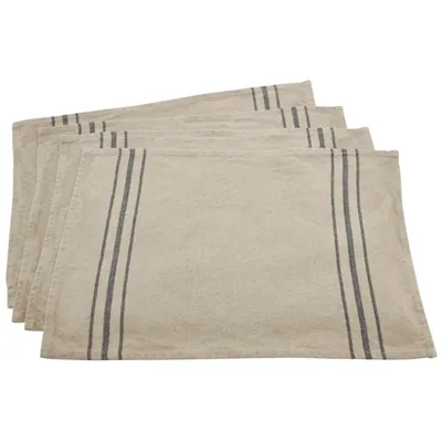Natural Everyday Striped Linen Placemats, Set of 4