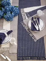 Navy Woven Dashed Placemats, Set of 4