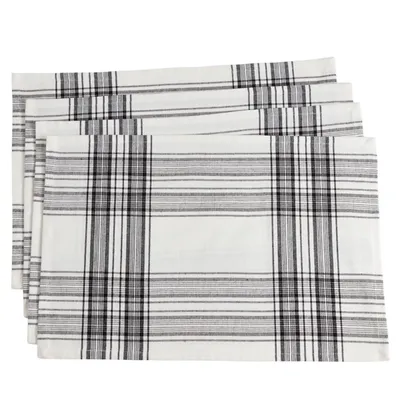 Black and White Classic Plaid Placemats, Set of 4