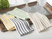 Yellow Cheerful Striped Cotton Napkins, Set of 4