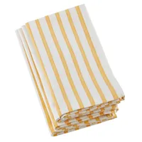 Yellow Cheerful Striped Cotton Napkins, Set of 4