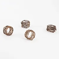 Metallic Silver Wire Napkin Rings, Set of 4