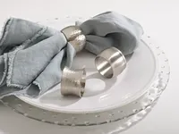 Silver Metal Round Napkin Rings, Set of 4