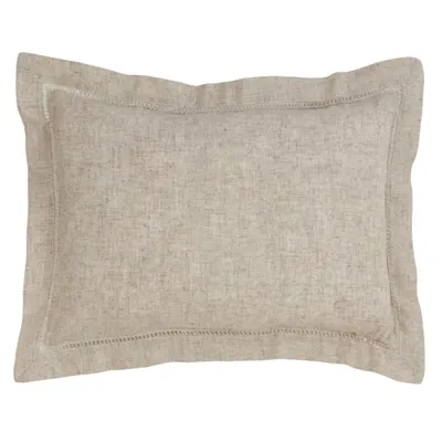 Natural Linen Down Hemstitched Lumbar Pillow
