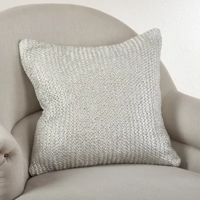 Ivory Chunky Woven Knitted Pillow