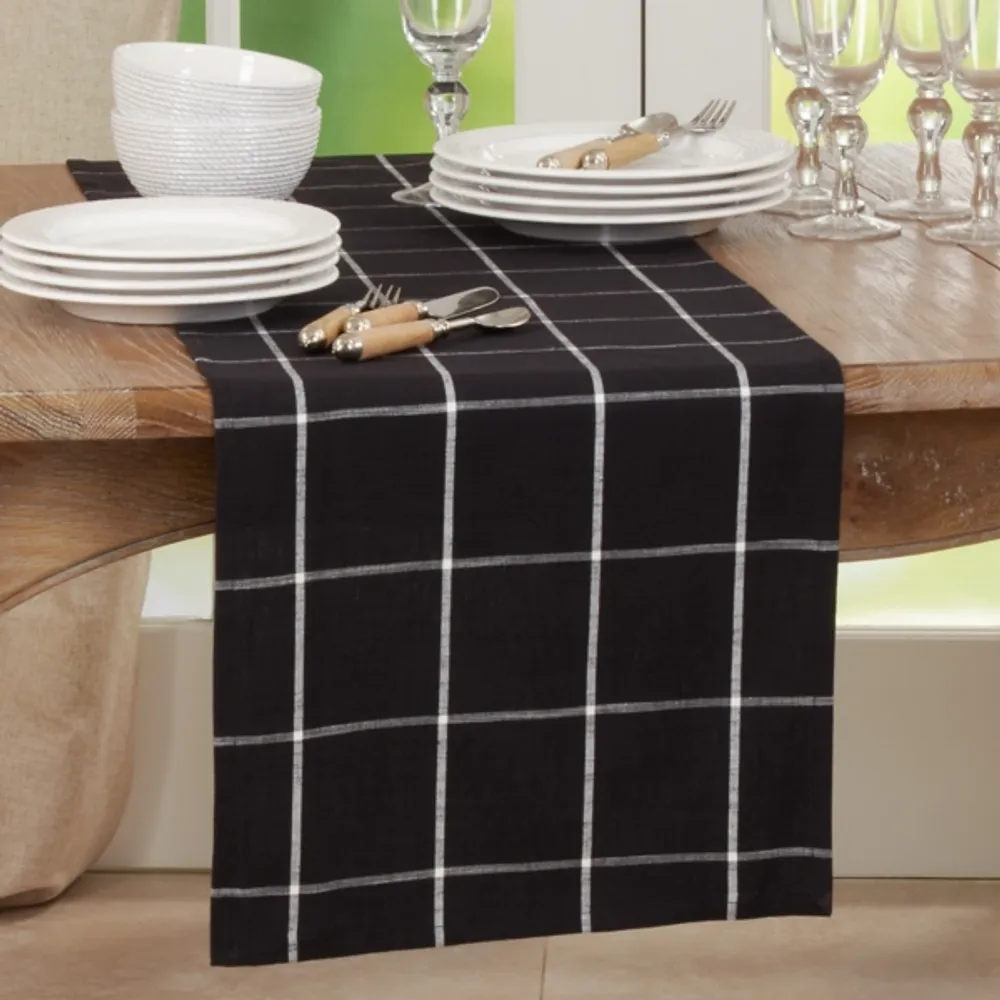 Onyx Rustic Long Plaid Table Runner