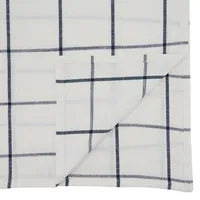 White Large Plaid Long Table Runner, 72 in.