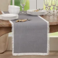 Gray Fringe Border Table Runner, 72 in.