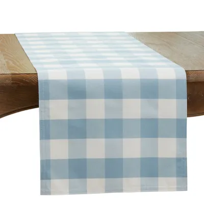 Sky Blue Buffalo Check Table Runner