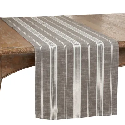 Stone Gray Thin Striped Table Runner