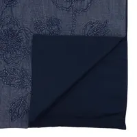 Deep Blue Floral Embroidered Table Runner