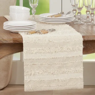 Ivory and Sand Textured Stripe Table Runner