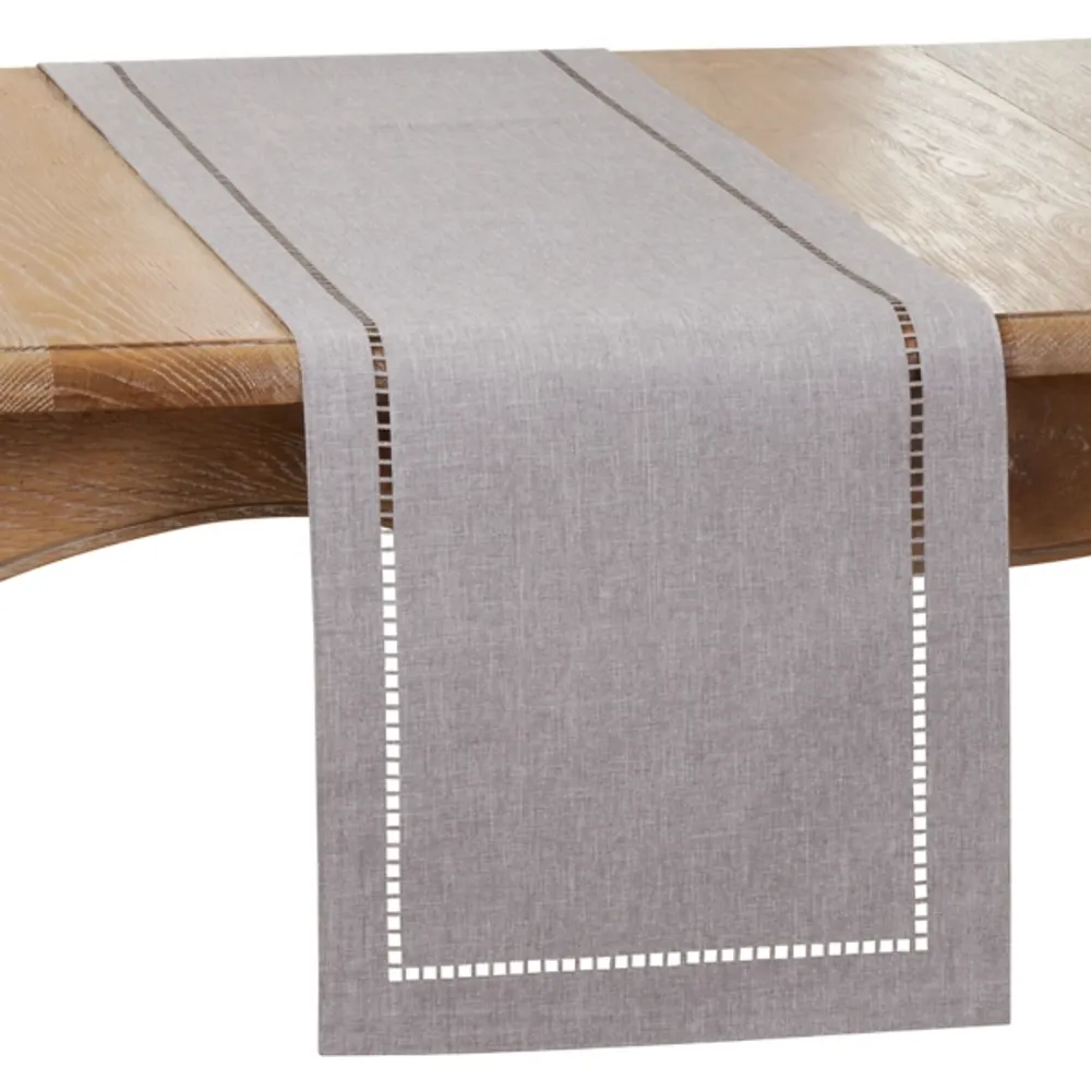 Slate Gray Hemstitch Border Table Runner