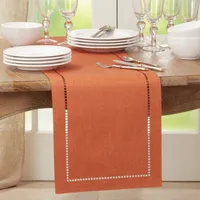 Burnt Orange Hemstitch Border Table Runner