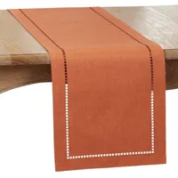 Burnt Orange Hemstitch Border Table Runner