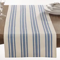 Blue Thick Stripe Oblong Table Runner