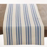 Blue Thick Stripe Oblong Table Runner